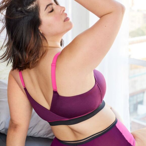 Cacique 38H Lane Bryant Lounge Bra Purple Pink Wireless Bra - Picture 8 of 8